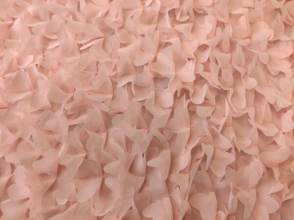 Tessuto chiffon ricamato con fiori in 3D rosa