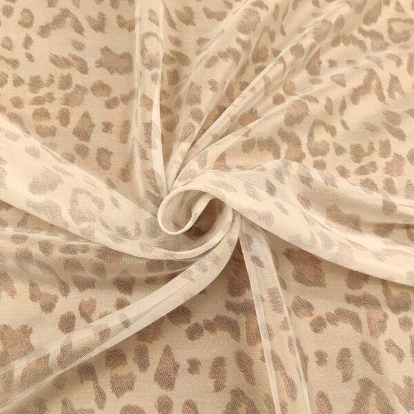 Tessuto Chiffon spalmato a fantasia motivo animalier bianco - marrone