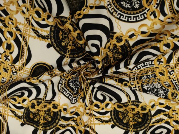 Tessuto Cotone a fantasia motivo astratto bianco - nero