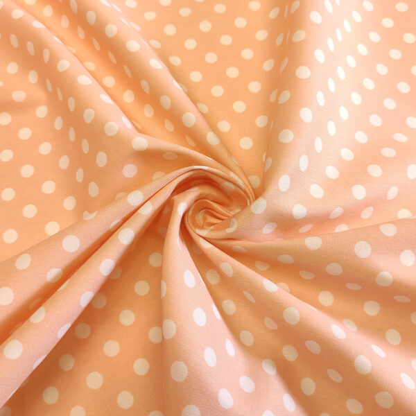 Tessuto Cotone a fantasia motivo pois bianco - pesco