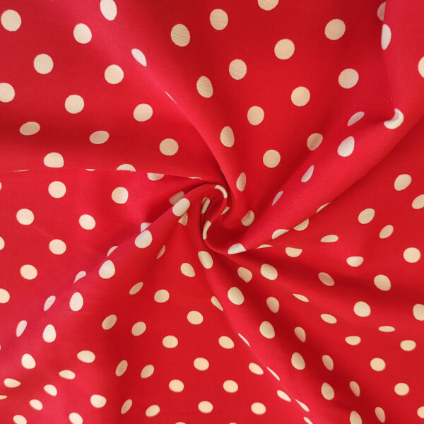 Tessuto Cotone a fantasia motivo pois bianco - rosso