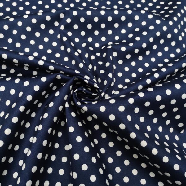 Tessuto Cotone leggero a fantasia motivo pois blu - bianco
