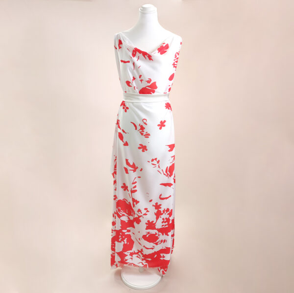 Tessuto Crepe a fantasia motivo floreale bianco - arancione