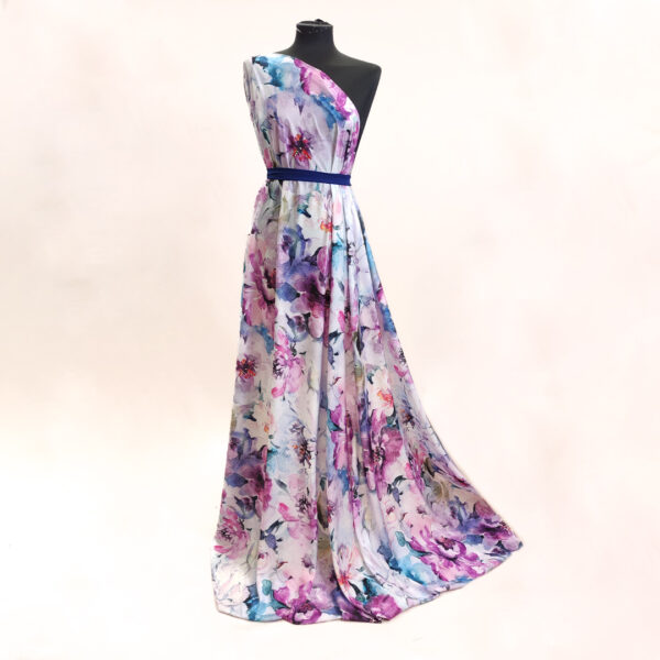 Tessuto Crepe a fantasia floreale viola - lilla