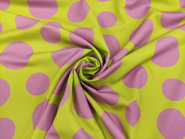 Tessuto Crepe a fantasia motivo pois mela - lilla