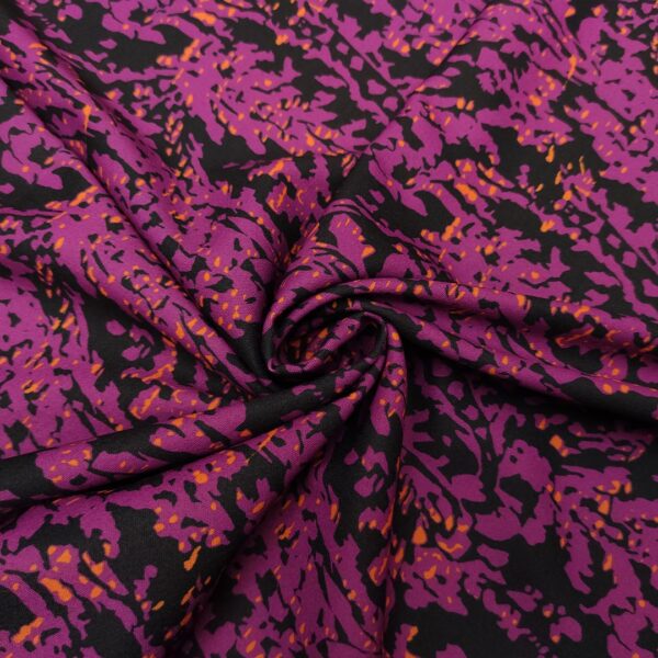 Tessuto Crepe a fantasia motivo floreale bordeaux - eucalipto - beige