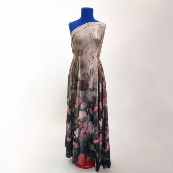 Tessuto Crepe a fantasia motivo floreale beige - rosa