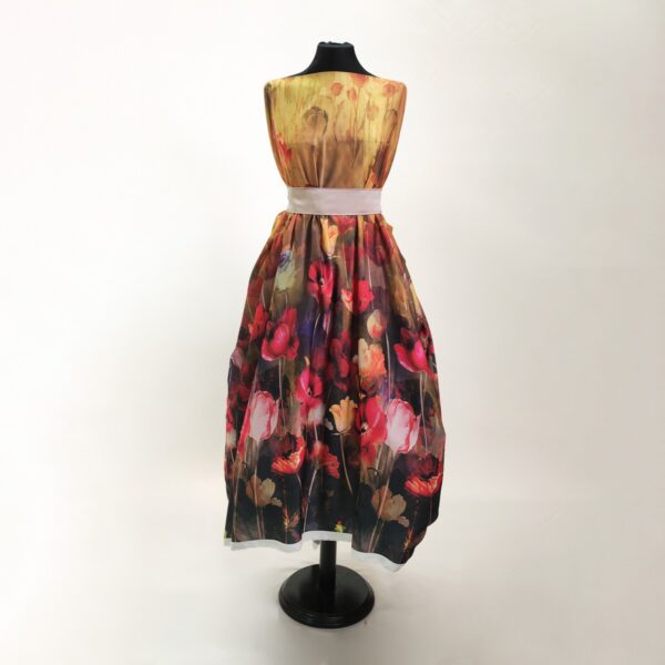 Tessuto Crepe a fantasia motivo giallo - arancione