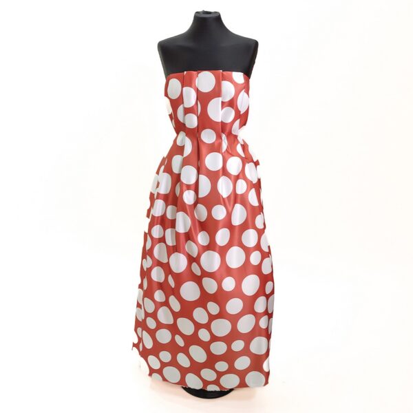 Tessuto Duchesse a fantasia motivo pois ruggine - bianco