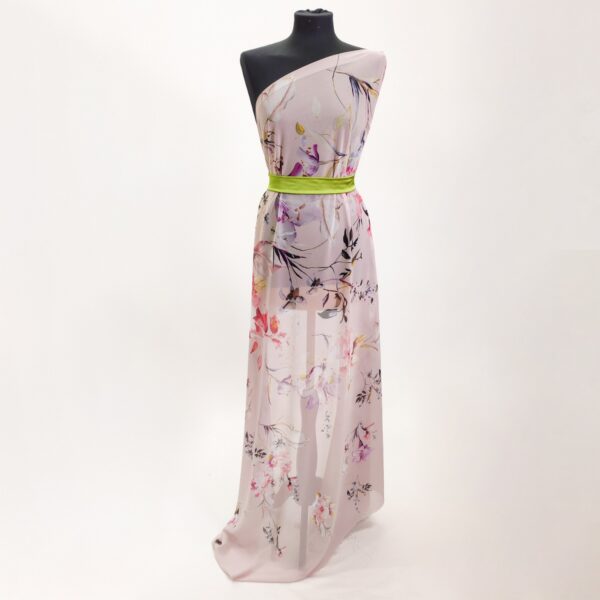 Tessuto Georgette a fantasia motivo floreale rosa - lilla