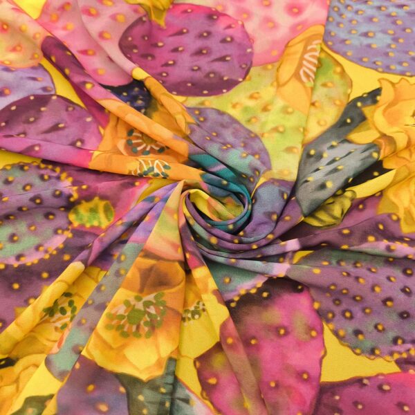 Tessuto Georgette a fantasia motivo floreale giallo - orchidea