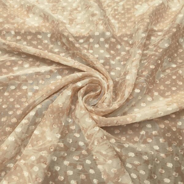 Tessuto Georgette a fantasia motivo floreale rosa cipria - bianco