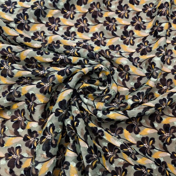 Tessuto Georgette a fantasia motivo floreale tiffany - giallo - blu