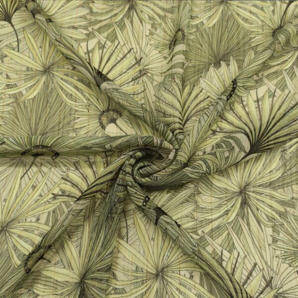 Tessuto Georgette a fantasia motivo floreale verde salvia - nero