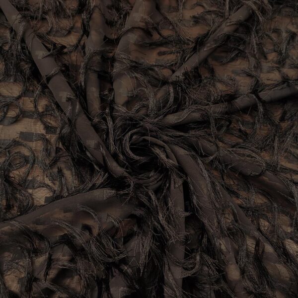 Tessuto Georgette con frange nero