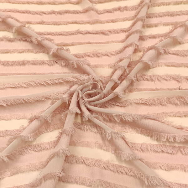 Tessuto Georgette con Frange in tinta unita rosa