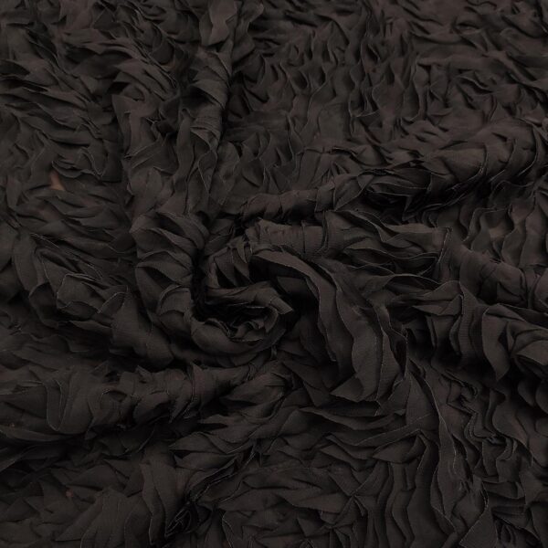 Tessuto Georgette drappeggiato in 3D tinta unita nero