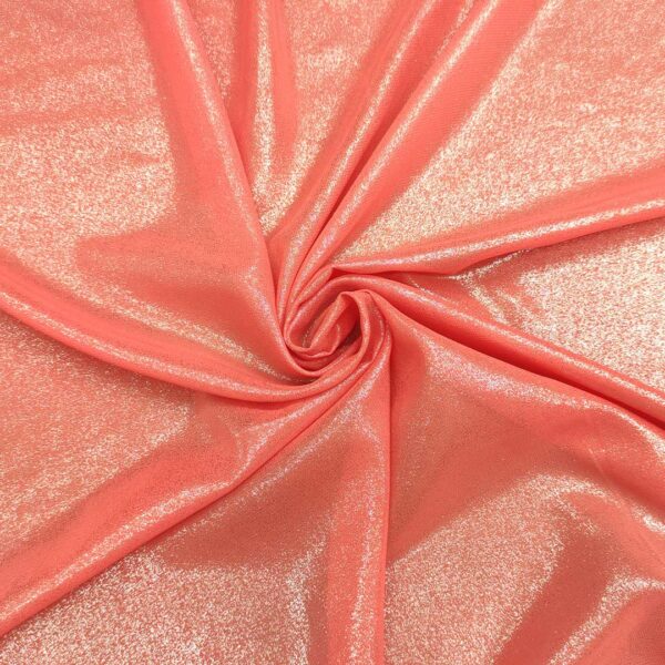 Tessuto Georgette spalmato corallo - argento