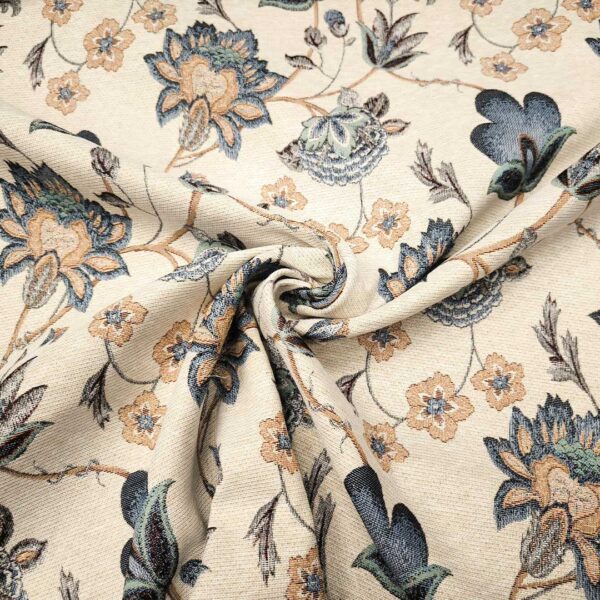 Tessuto per arredo Gobelin a fantasia motivo floreale beige - carta da zucchero - ocra