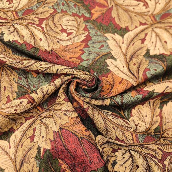 Tessuto per arredo Gobelin a fantasia motivo floreale bordeaux - beige - verde