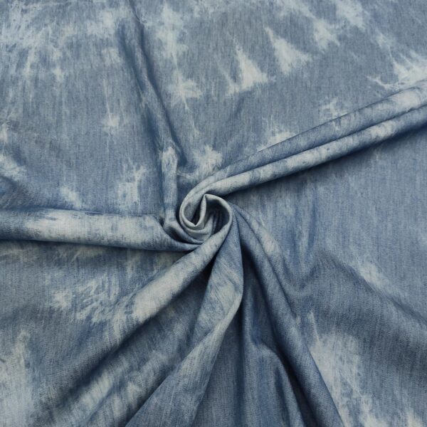 Tessuto Jeans Chambray a fantasia motivo maltinto celeste