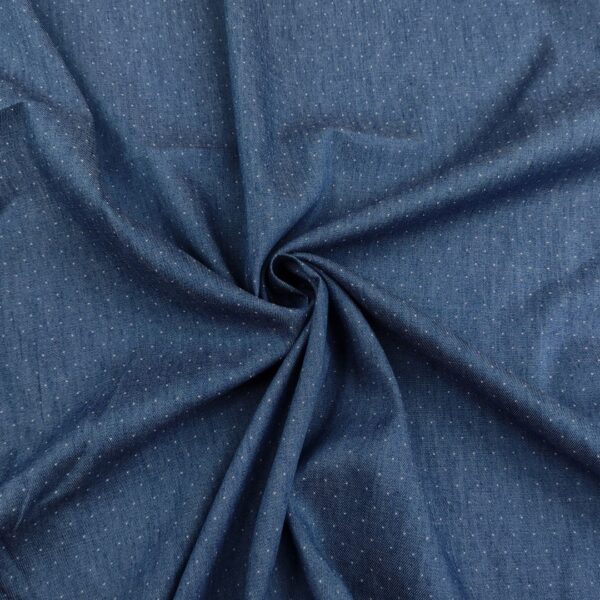 Tessuto Jeans Chambray denim motivo pois