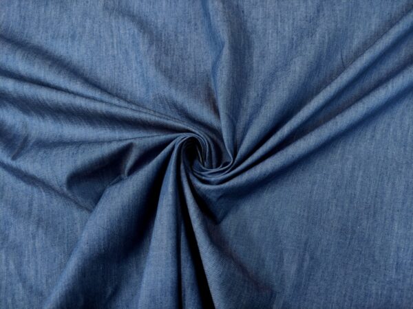 Tessuto Jeans Chambray elasticizzato tinta unita denim