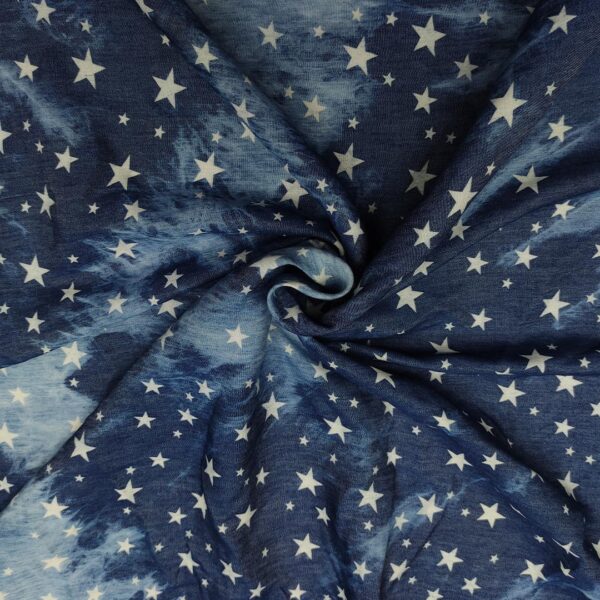 Tessuto Jeans Chambray a fantasia motivo astratto blu - ghiaccio