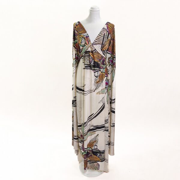 Tessuto jersey di viscosa a fantasia motivo astratto panna - ocra - fucsia