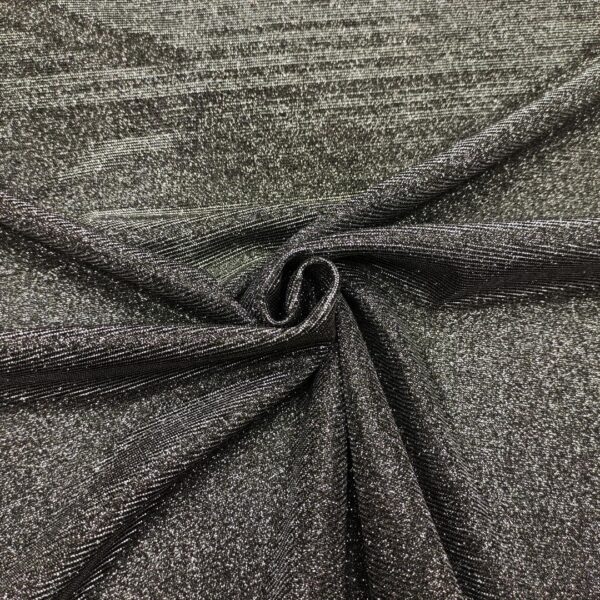 Tessuto Jersey glitter argento - nero