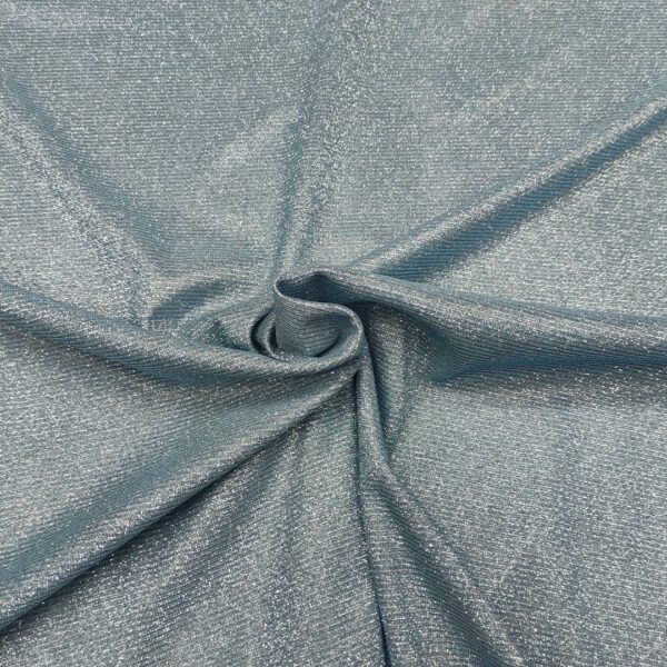 Tessuto Jersey glitter celeste - argento