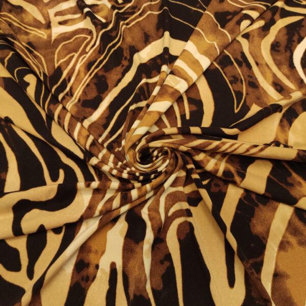 Tessuto Jersey a fantasia motivo animalier tabacco - marrone - cammello