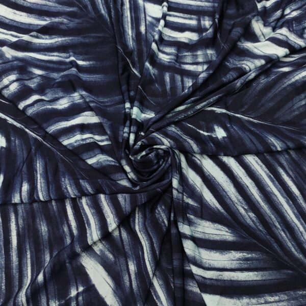 Tessuto Jersey a fantasia motivo astratto blu - bianco