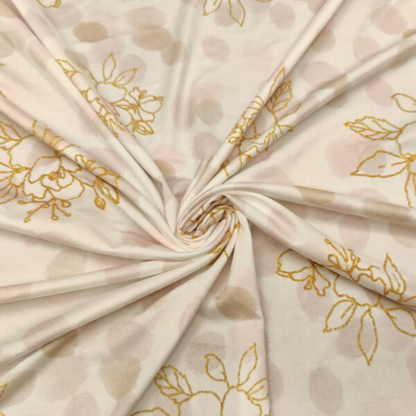 Tessuto Jersey a fantasia motivo floreale bianco - beige - rosa