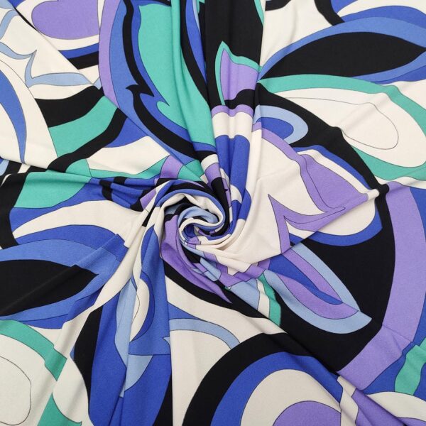 Tessuto Jersey a fantasia motivo floreale cashmere lilla - carta da zucchero - bianco - tiffany - nero