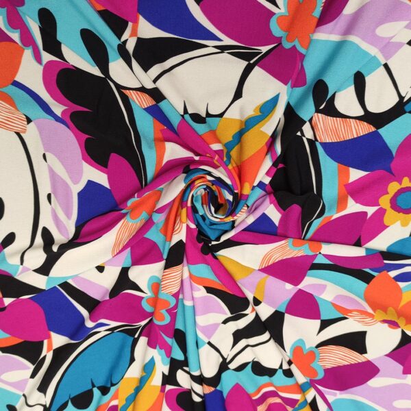 Tessuto Jersey a fantasia motivo floreale fucsia - arancione - blu - celeste - lilla
