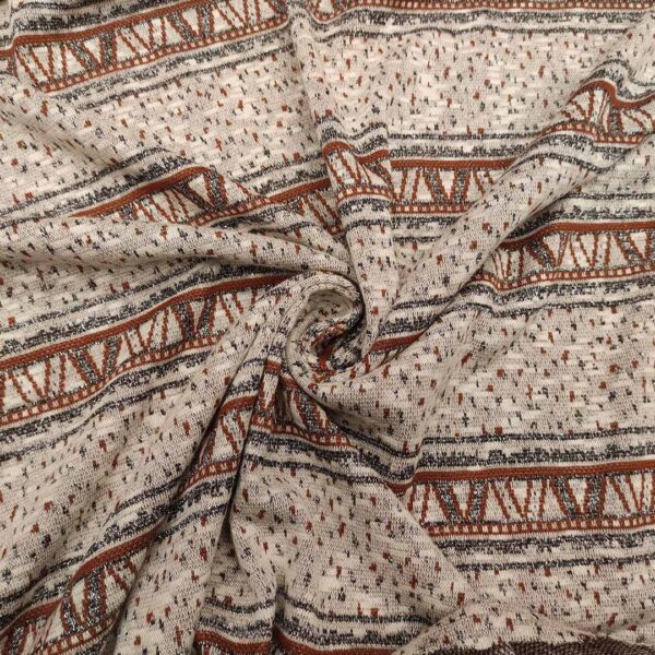 Tessuto jersey peso autunnale a fantasia motivo geometrico ruggine - beige - argento