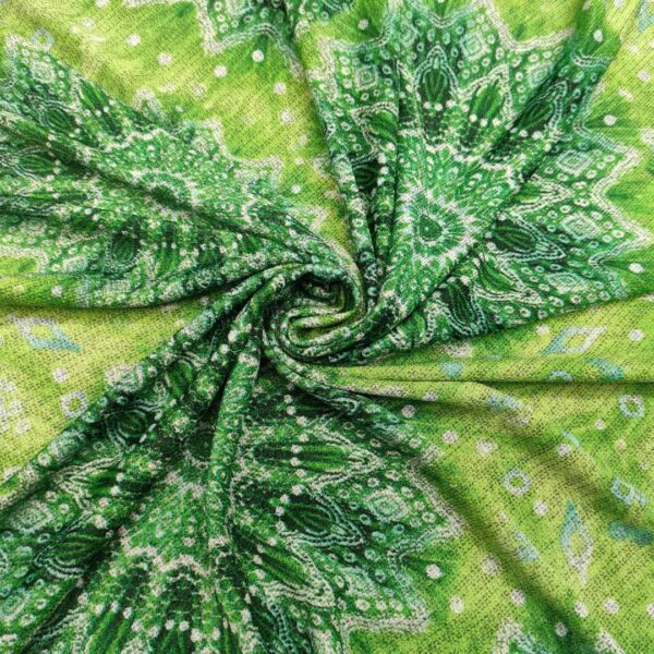 Tessuto Jersey peso autunnale a fantasia motivo astratto verde
