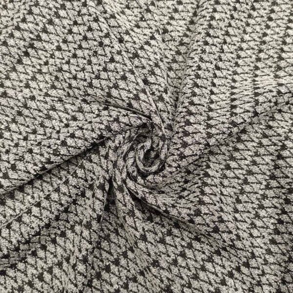 Tessuto Jersey peso autunnale a fantasia motivo geometrico grigio - nero