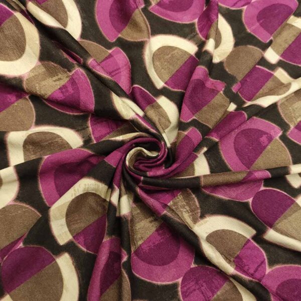 Tessuto Jersey peso autunnale a fantasia motivo geometrico vinaccio - marrone