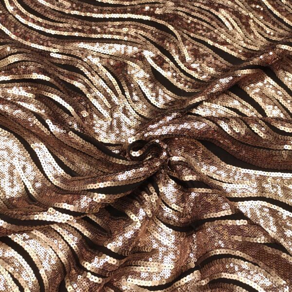 Tessuto Jersey ricamato con paillettes motivo astratto nero - rosa gold