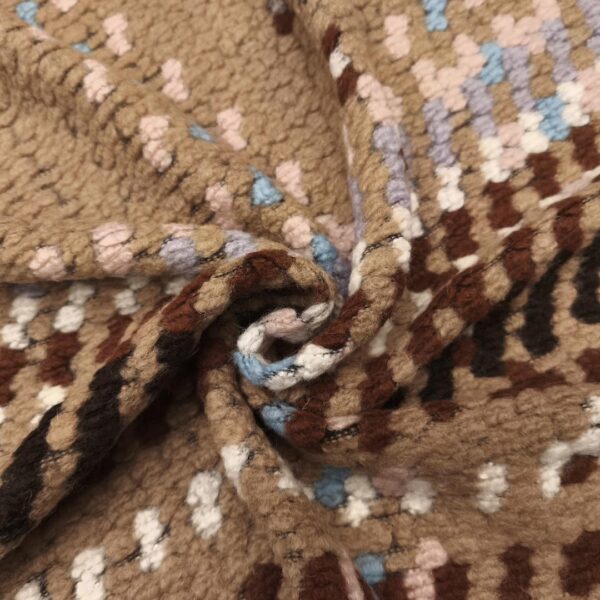 Scampolo di Tessuto Lana Cotta motivo astratto beige - rosa - celeste - marrone