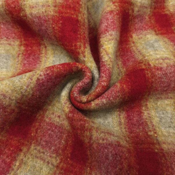 Scampolo di Tessuto Lana Cotta motivo quadri giallo - rosso - grigio