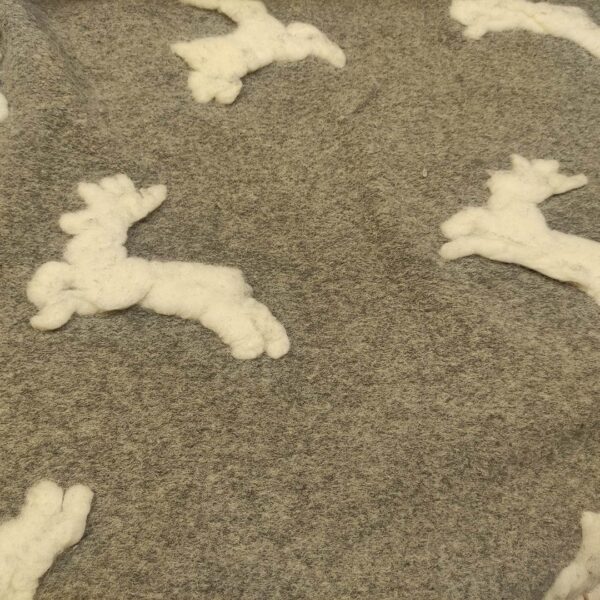 Tessuto Lana Cotta motivo animalier panna - grigio