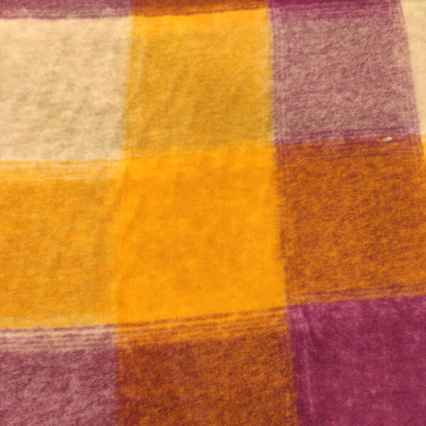 Tessuto Lana Cotta motivo quadri arancione - fucsia - beige