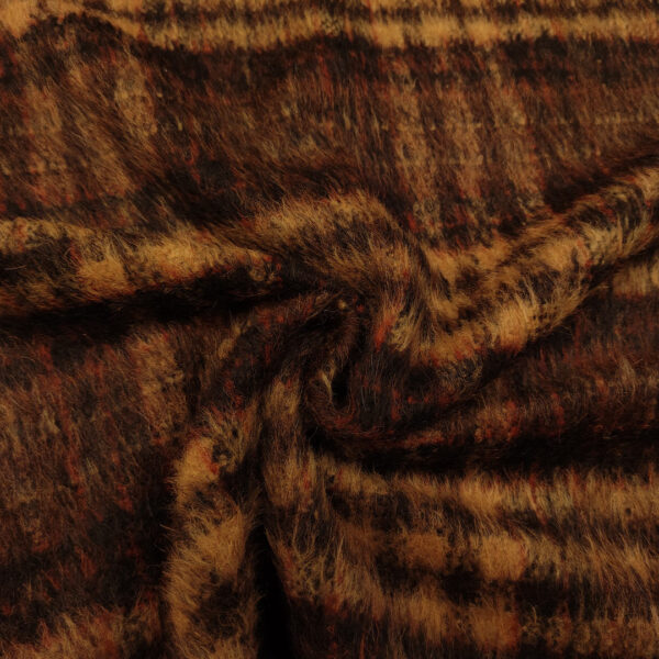 Tessuto Lana Cotta motivo quadri beige - nero - coccio