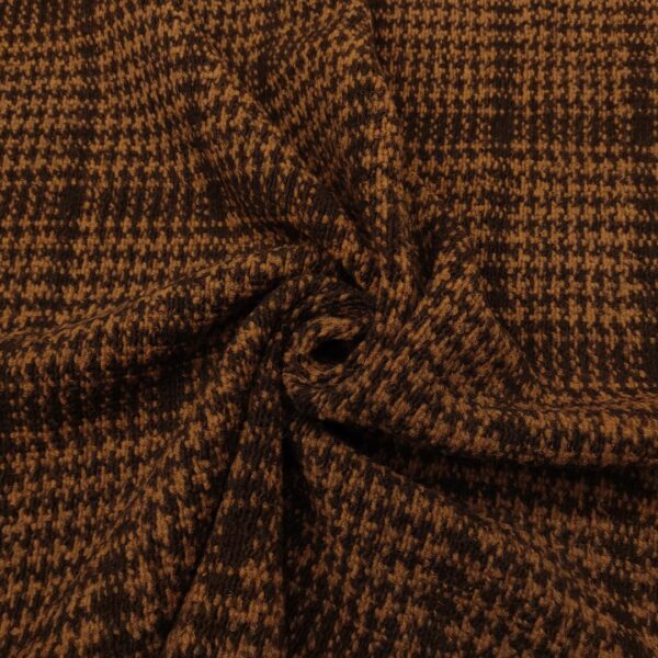 Tessuto lana cotta motivo quadri marrone - nero