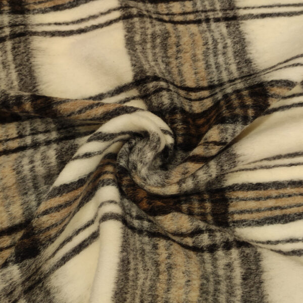 Tessuto Lana Cotta motivo quadri panna - grigio - coccio