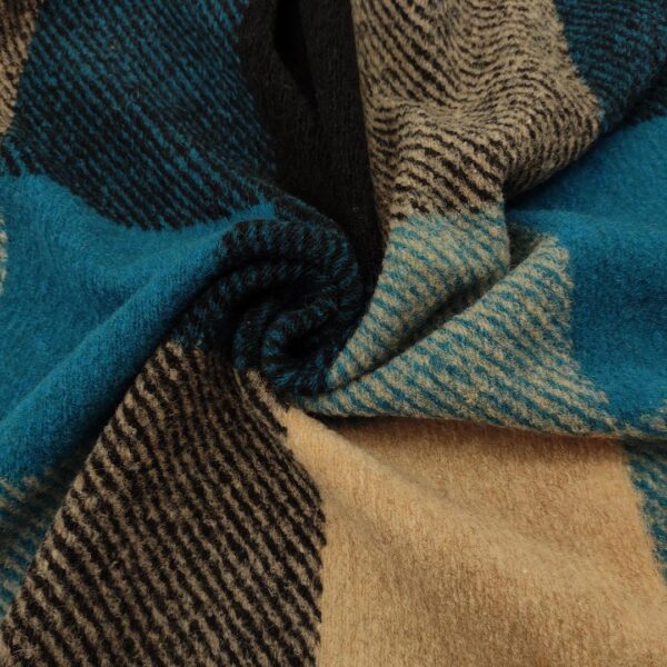 Taglio di Tessuto Lana Cotta motivo quadri cammello - verde ottanio - nero