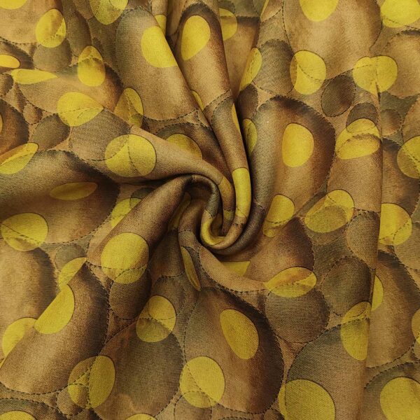 Tessuto per cappotto double face a fantasia motivo pois blu - giallo